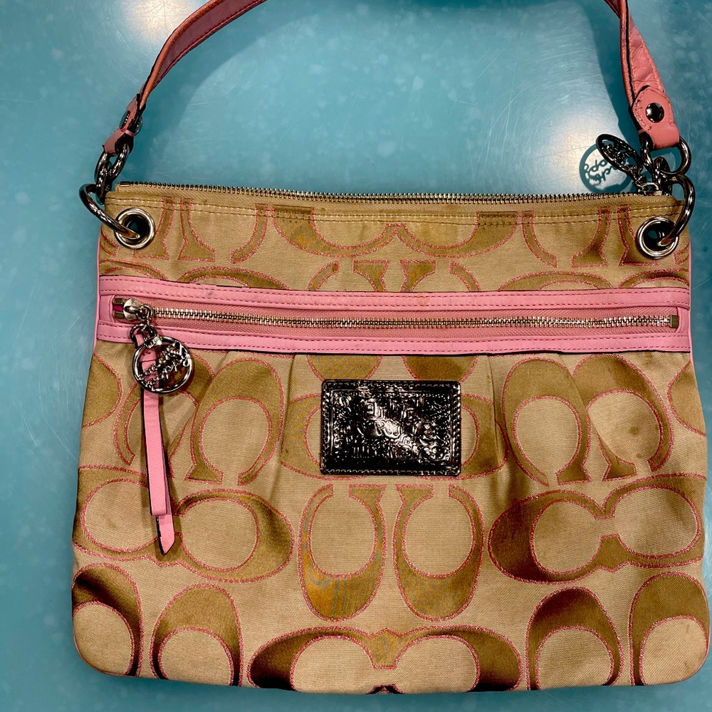 Coach Poppy Pink Signature Tote Bag